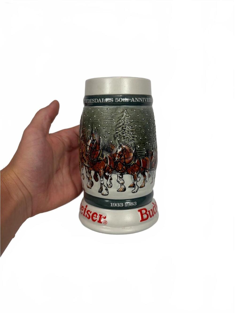 Vintage Budweiser 1982 Clydesdales 50th Anniversary Beer Stein 1933 1983 CS57